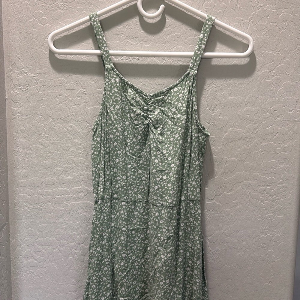 Floral green kids dress